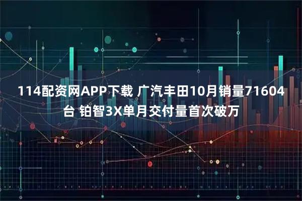 114配资网APP下载 广汽丰田10月销量71604台 铂智3X单月交付量首次破万