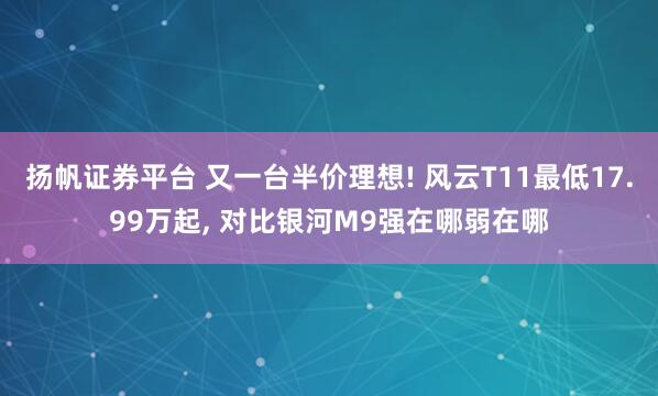 扬帆证券平台 又一台半价理想! 风云T11最低17.99万起, 对比银河M9强在哪弱在哪
