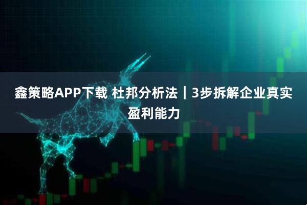 鑫策略APP下载 杜邦分析法｜3步拆解企业真实盈利能力